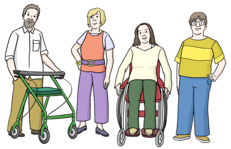 Menschen mit und ohne Behinderungen wollen sich selbstbestimmt und ohne Barrieren engagieren können. (Bild: © Lebenshilfe Bremen, Illustrator Stefan Albers, 2013)